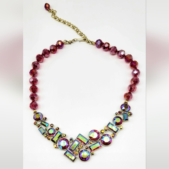 Heidi Daus Red Aurora Borealis Swarovski Crystal Statement Necklace ONLY - Picture 6 of 8